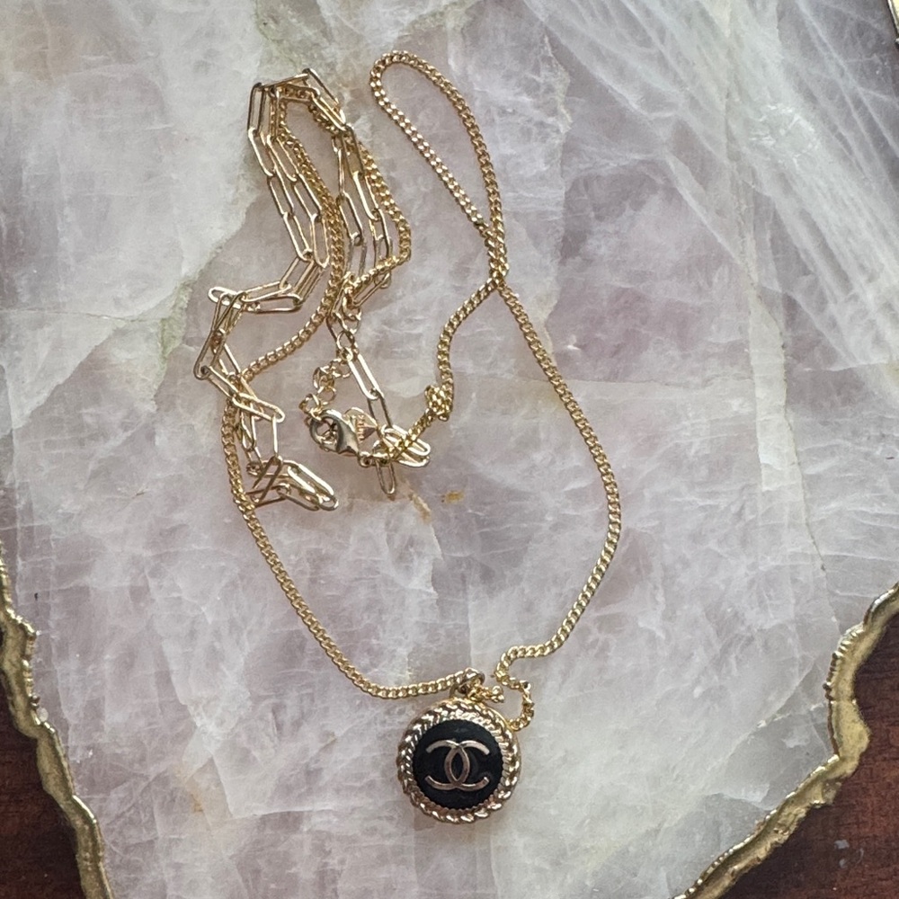 Gold and Black Pendant Necklace